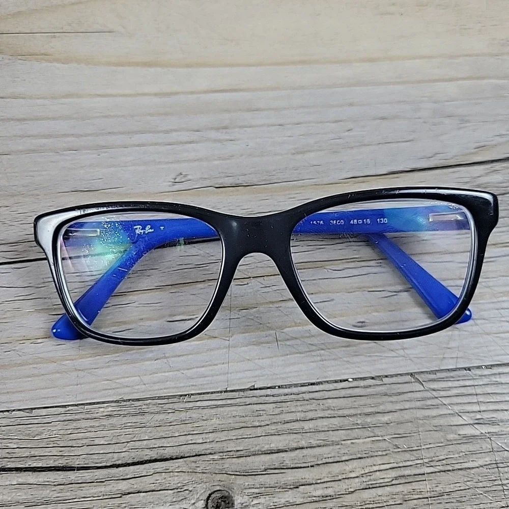Ray-Ban Jr RB1536 3600 Youth Black Blue Square Eyeglasses 48-16 130 FRAMES ONLY‎